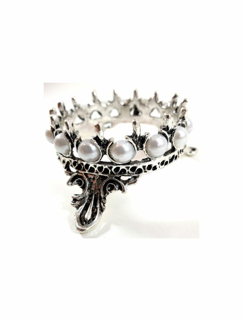 Brush Holder Crown, Antique Silver